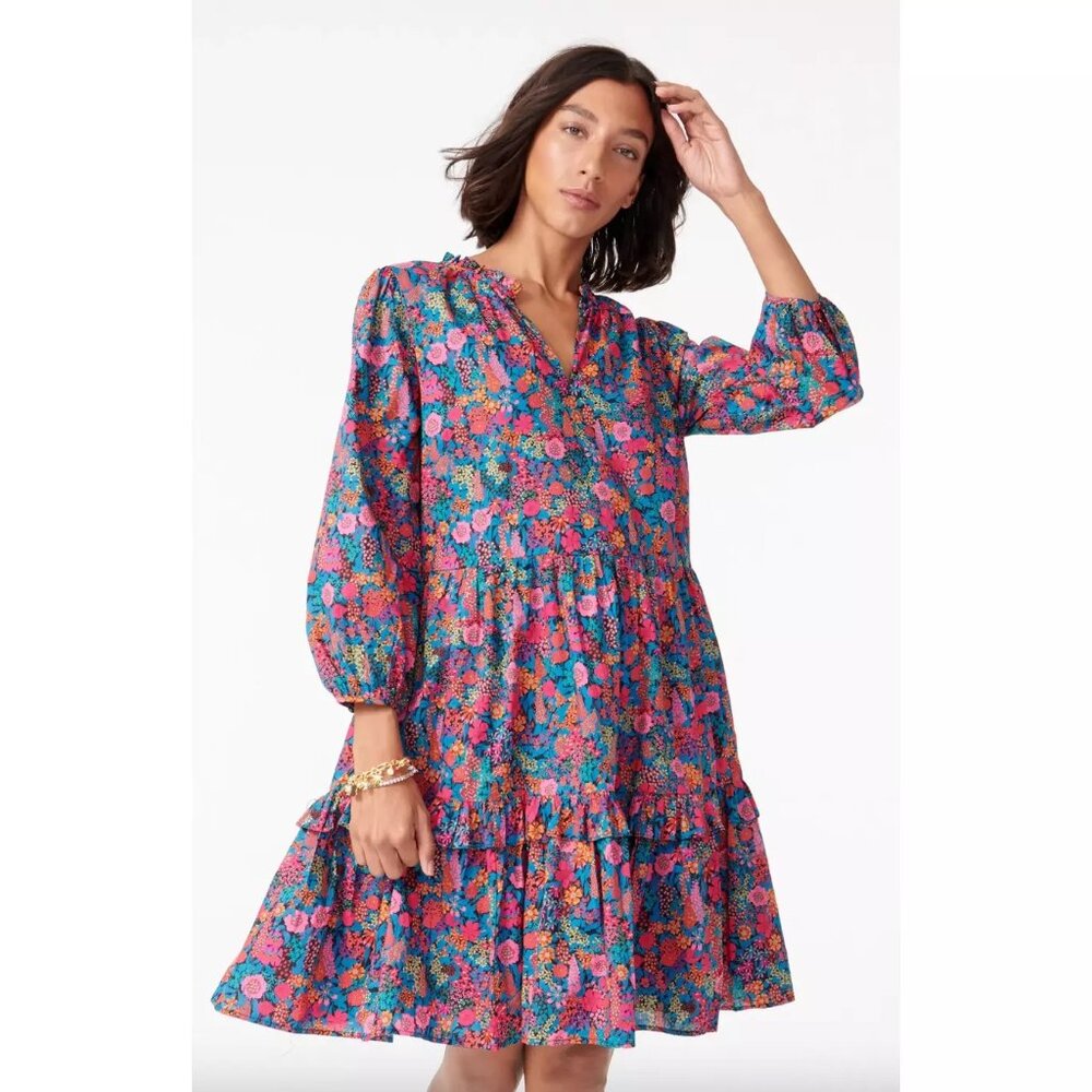 J. Crew Women's Liberty Ciara Print Tiered Popover Dress (Size XXS)